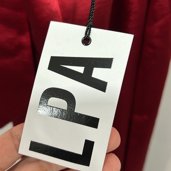 LPA Raveena Halter Scarf Maxi Dress in Cherry Red - Picture 12 of 13